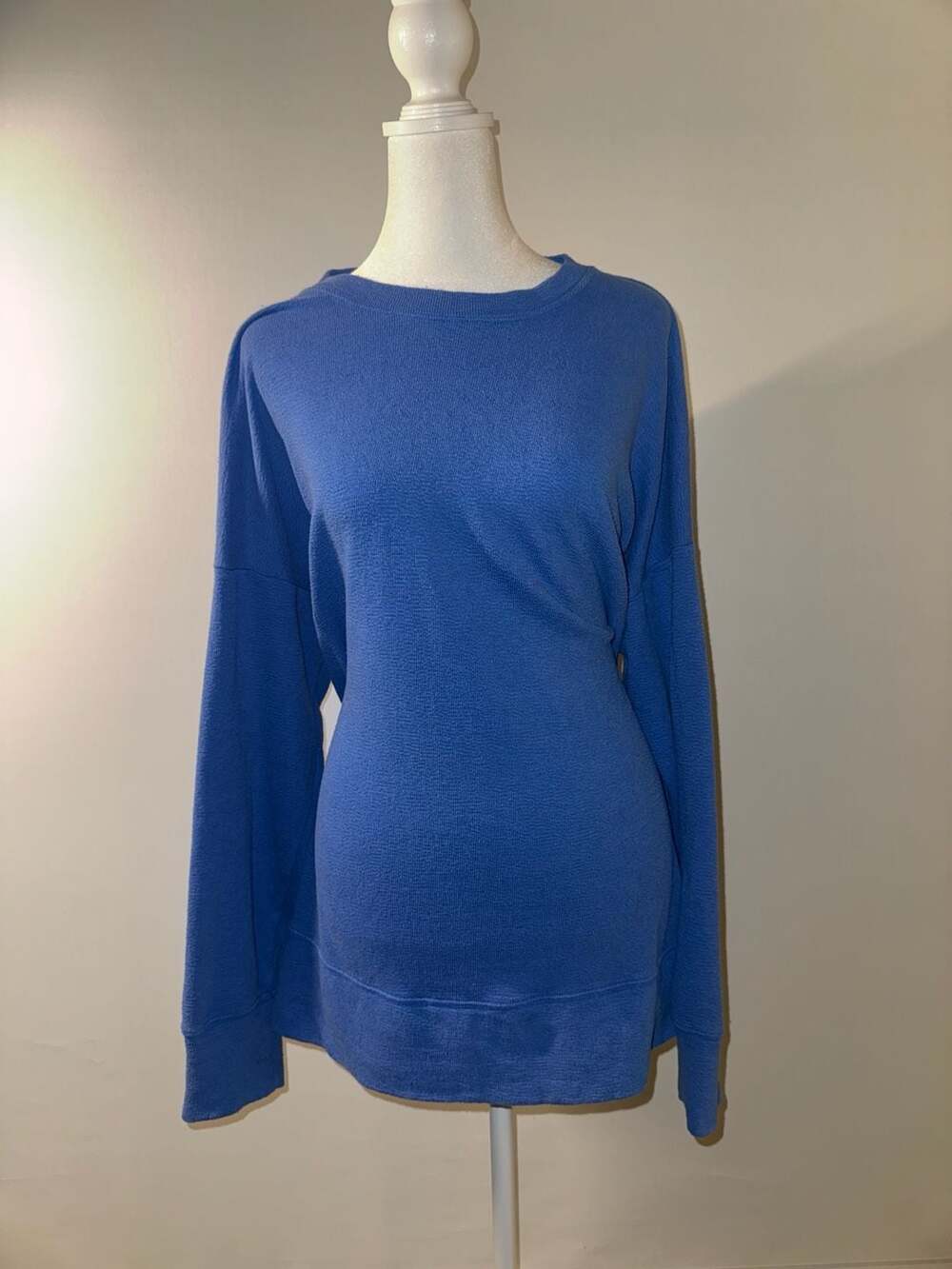 Aerie Sweatshirt Size M Blue Long Sleeve Waffle Knit